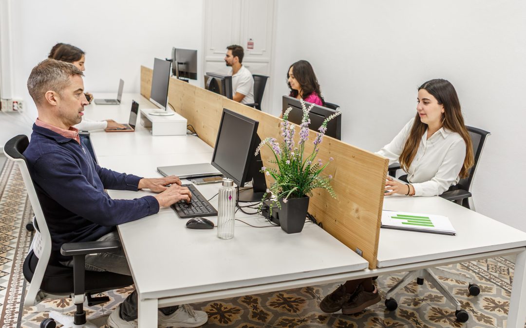 Profesionales trabajando en un espacio coworking compartido en Almería