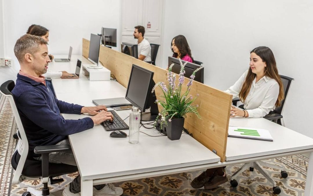 Profesionales trabajando en un espacio coworking compartido en Almería